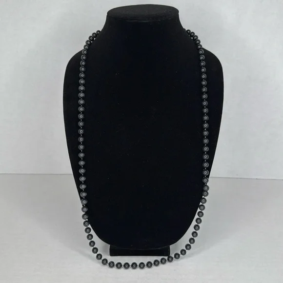 Vintage Estate Black Beaded Necklace Lot A48