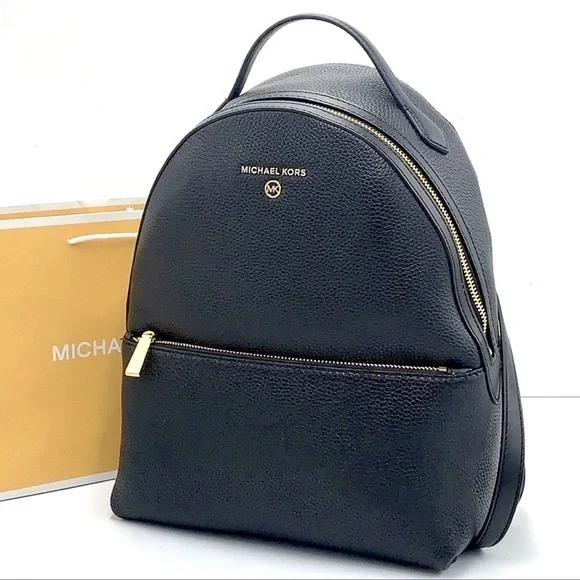 Michael Kors Womens Valerie Medium Logo Backpack 30F2G9VB2B Black NWT