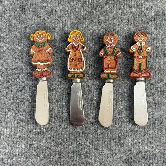 Boston Warehouse Holiday Gingerbread Cheese Spreaders Set of 4 Butter Knives‎