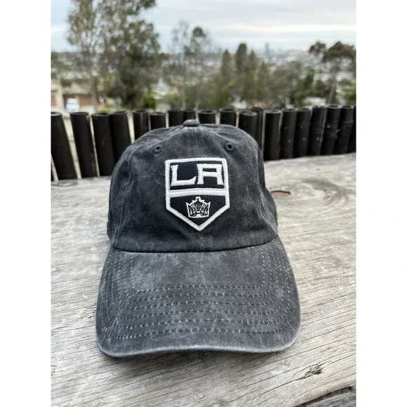 LA Kings Washed Black Dad Hat American Needle NHL Strapback Faded Cap