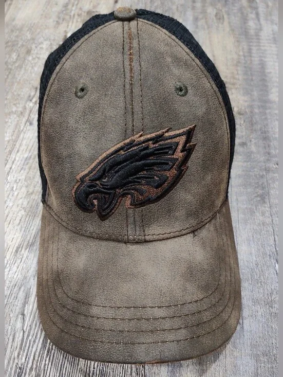 NFL Philadelphia Eagles Burnt Logo Suede Brown/Black Trucker Snapback Hat Cap OS