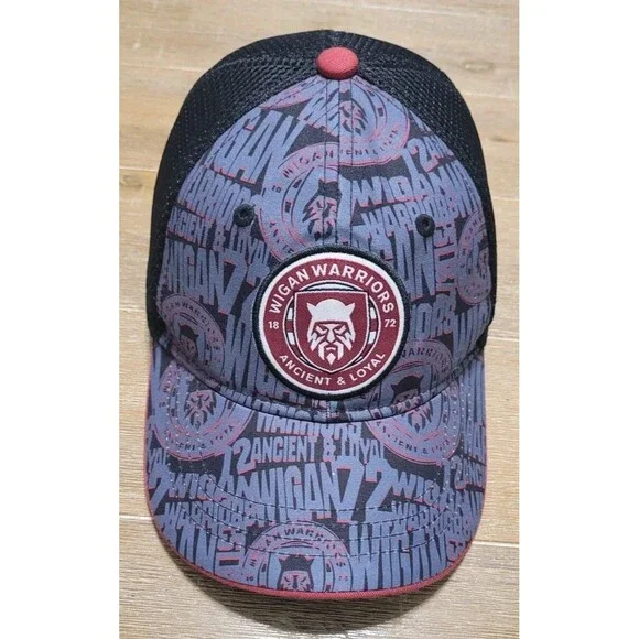 Wigan Warriors Rugby Hat Junior Youth Cap Adjustable Red Black Gray