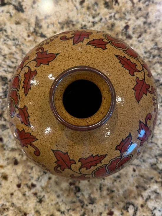 Vintage 90s Handmade Ceramic Bud Vase in Speckled Tan Brown