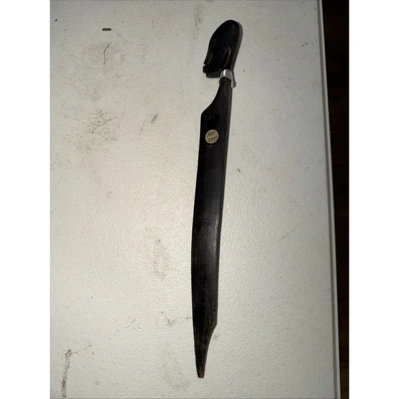 Vintage Antique Africa Carved Wood Letter Opener Desk Paper Knife Accessory