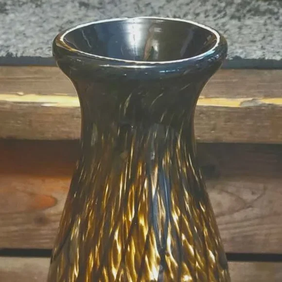 Vase, Vinci by Dynasty Gallery, Brown Black Cased Art Glass