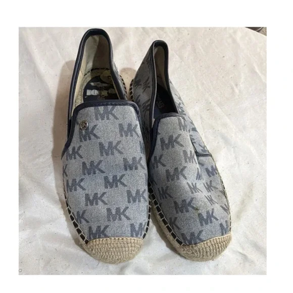 Michael Kors Logo Canvas Slip-On Women's Flats Blue Size 9 Medium
