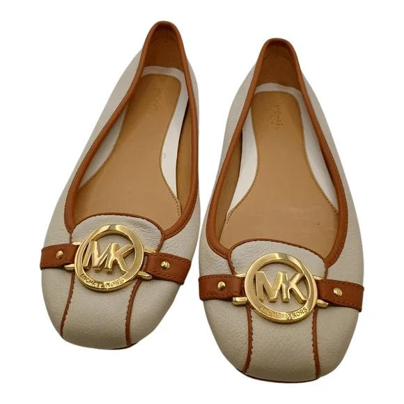 Michael Kors Fulton Women's Size 9M Moccasin Leather Uppers Beige Brown Flats