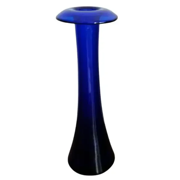 Tiffany & Co. Hand-Blown Blue Art Glass Vase Elsa Peretti Signed Home Decor