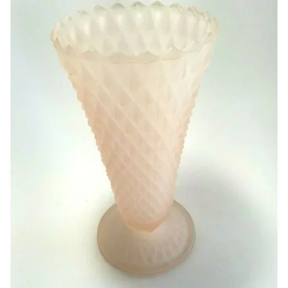 Vintage Pink Satin Frosted Depression Glass 8