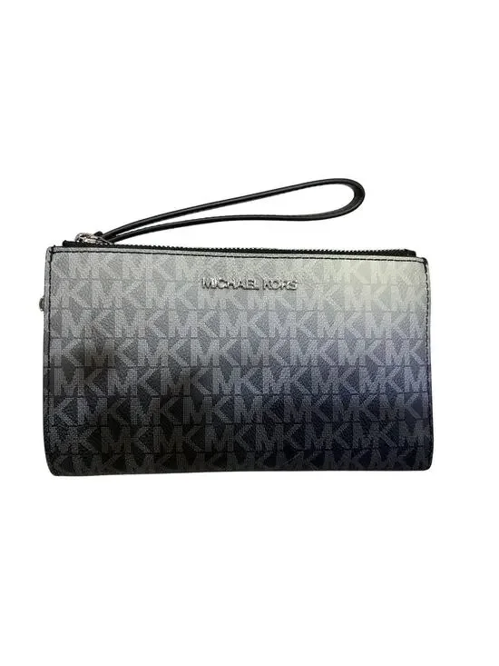 Michael Kors Jet Set large double zip wristlet wallet black