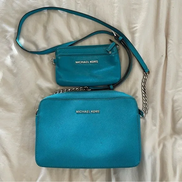Michael Kors Vibrant Blue/Turquoise Crossbody Bag Set