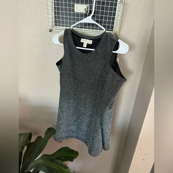 Michael Kors Off Shoulder Gray Sparkles Top Blouse