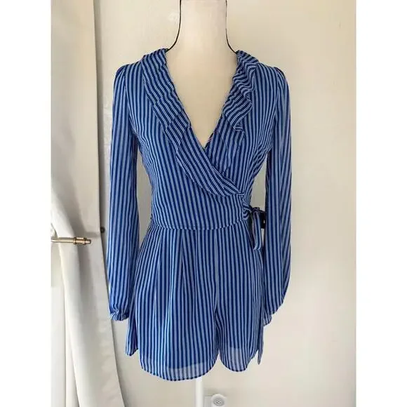 Michael Kors Women's‎ Striped Ruffled Romper