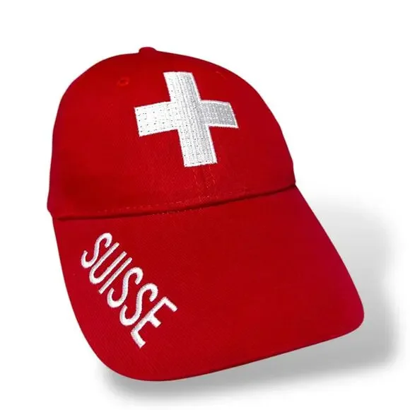 Suisse Baseball Hat Cap Red White Flashing Logo Switzerland French Tested OS