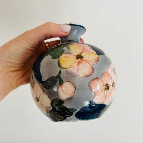 Vintage Andrea Sadek Floral Design Hand Painted Small Vase 5