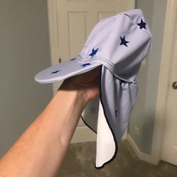 Bonverano Neck Covering Baby Swim Hat Blue Stars Sz S