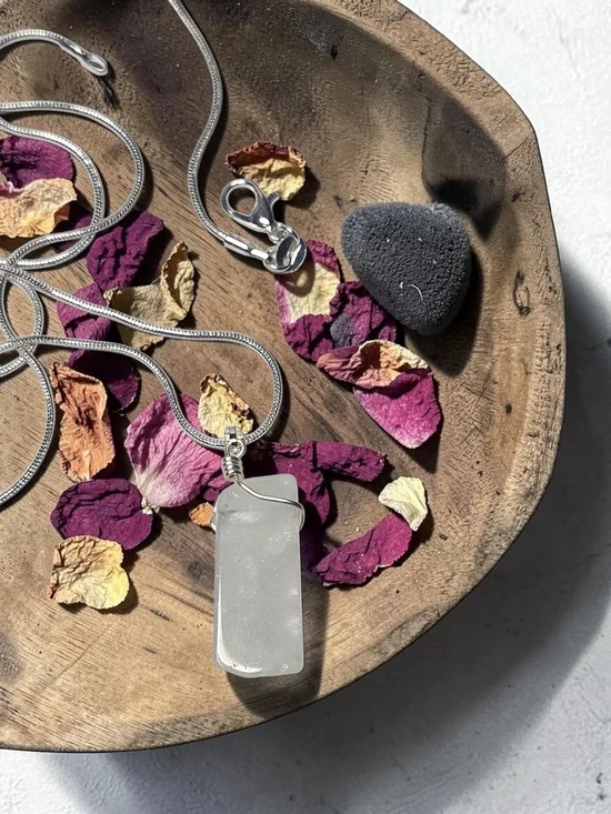 Silver White Quartz Pendant Necklace - Minimalist Women’s Jewelry