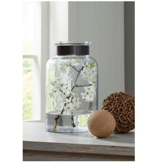 Lukasvale Large Vase, Clear Hammered Antiqued pewter-tone, NWT