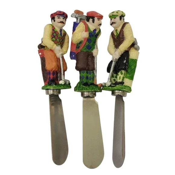 Boston Warehouse Golfers‎ Cheese Spreaders Set of 3 Stainless Steel Golf Theme