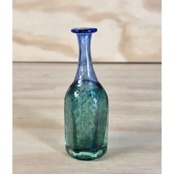 Kosta Boda Bertil Vallien Blue Green Vase Glass Bottle 5