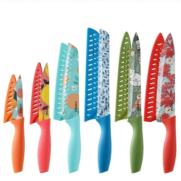 CAROTE Fruit/Floral Design Stainless Steel‎ Kitchen Knife 12 Pc Set