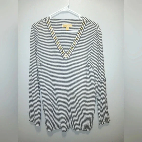 Michael Kors V-neck Coastal Top Women's Large Coastal Grandma Resortwear Cruise