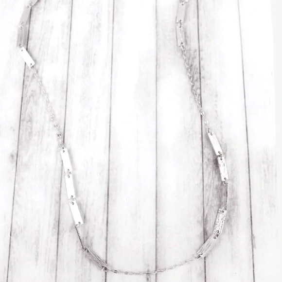 Crave Silvertone Bars Station Necklace