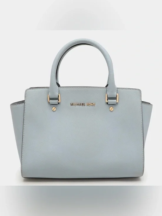 MICHAEL Michael Kors Selma Medium Blue Leather Satchel Bag