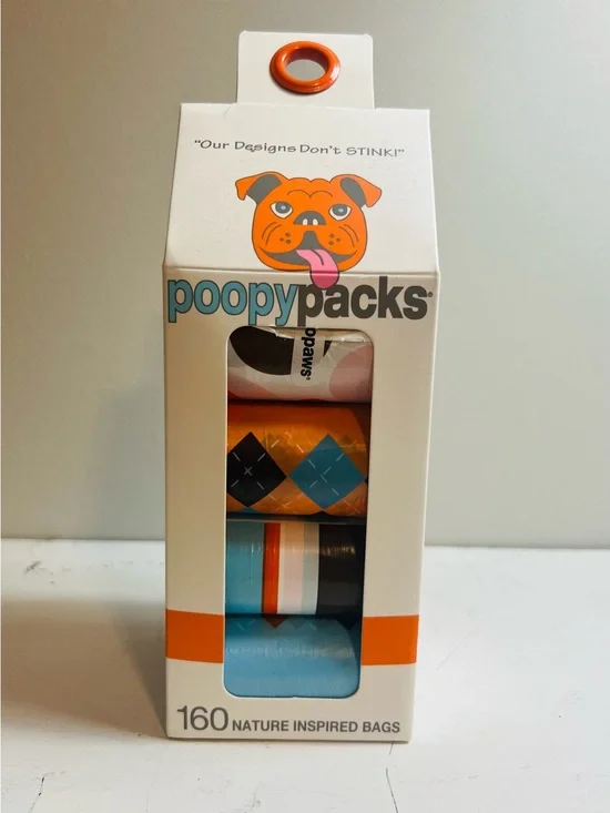160 PoopyPacks Dog Waste Bags – Multicolor (Orange, Blue, White)