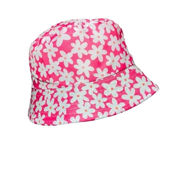 Pink Floral Little Girls Bucket Hat
