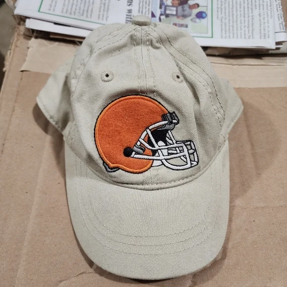 Old Navy Tan and Orange Football helmet hat for baby Size 18-24 mo