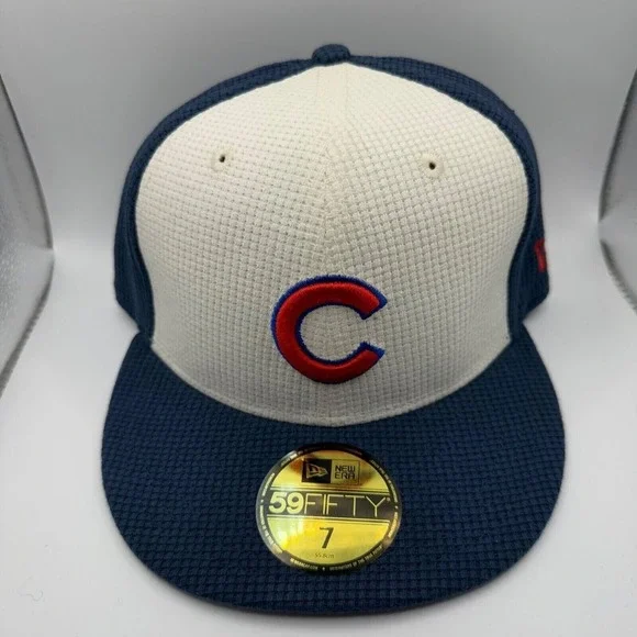 New Era 59FIFTY Chicago‎ Cubs Thermal Front Fitted Hat Size 7 Navy/White New