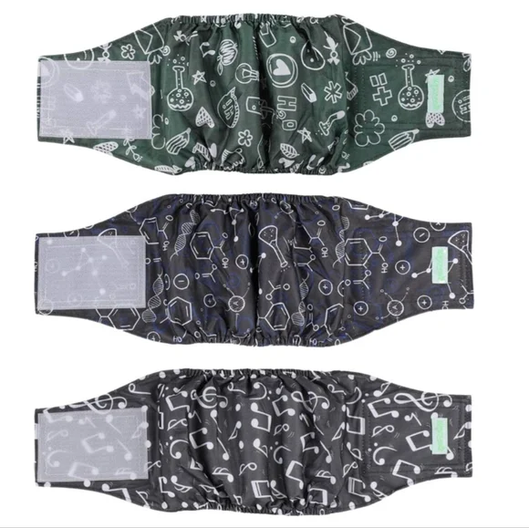 Science-Themed Male Dog Belly Bands - Size XL Potty Training Incontinance