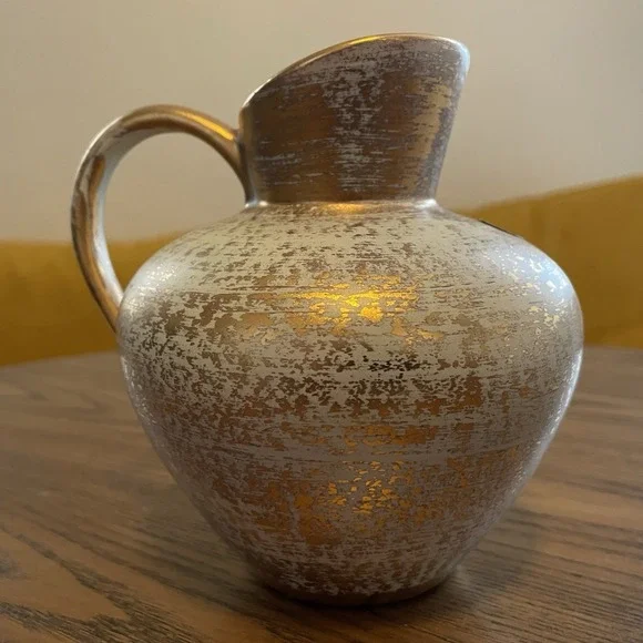 Stangl Pottery‎ Turquoise Gold Pitcher Vase Vintage MCM #4060
