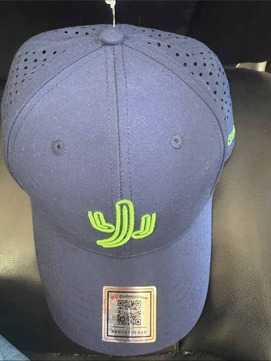 Hudson Jeans Navy Cap with Neon Green Cactus Logo