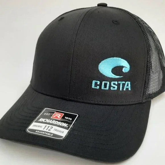 Richardson 112 Trucker Cap Hat Mesh Snapback Black Costa Fishing Outdoors