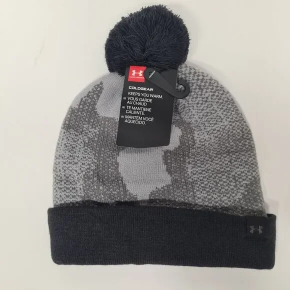 Under Armour Coldgear Beanie Gray Youth Kids 4-6 School Activewear Camouflage