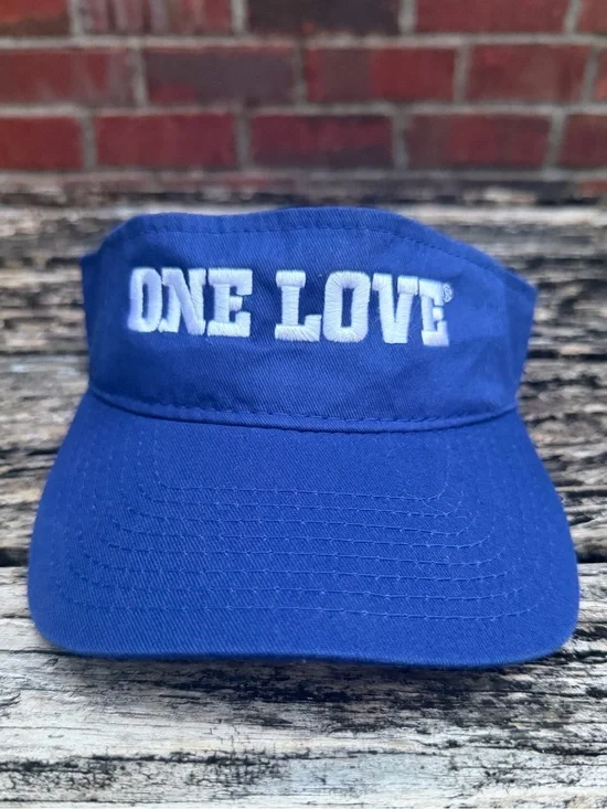 Raising Canes Chicken Finger Restaurant Blue 'ONE LOVE' Adjustable Visor Hat P1