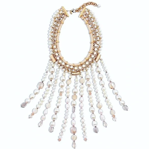 NWT Chicos Waikiki opal and pearl bib necklace
