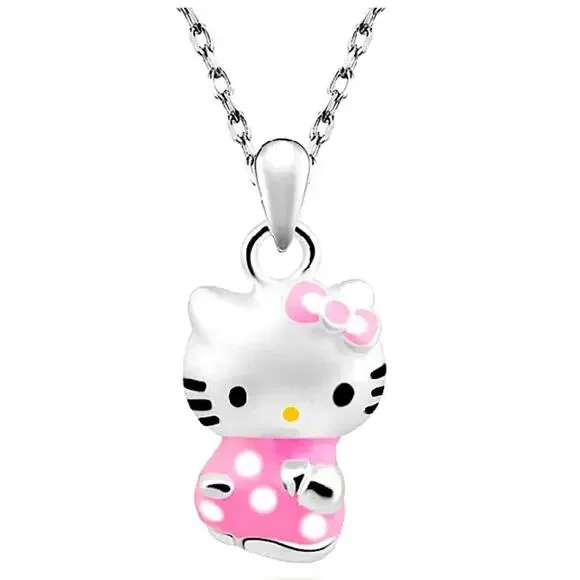 Hello Kitty Sterling Silver Charm Pendant Necklace