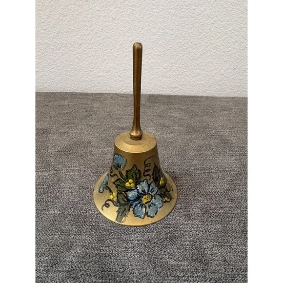 Vintage Bell Hand Painted Solid Brass Rare Made in India 4.5