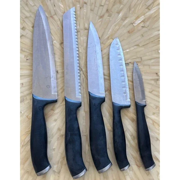 Henckels Assure Knife Set 5 Piece Knives‎ Serrated Stainless Steel Black Handle