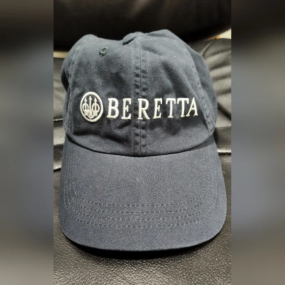 Beretta Cotton Twill Navy Blue Logo Hat/Cap features slide buckle adjuster, OSFM