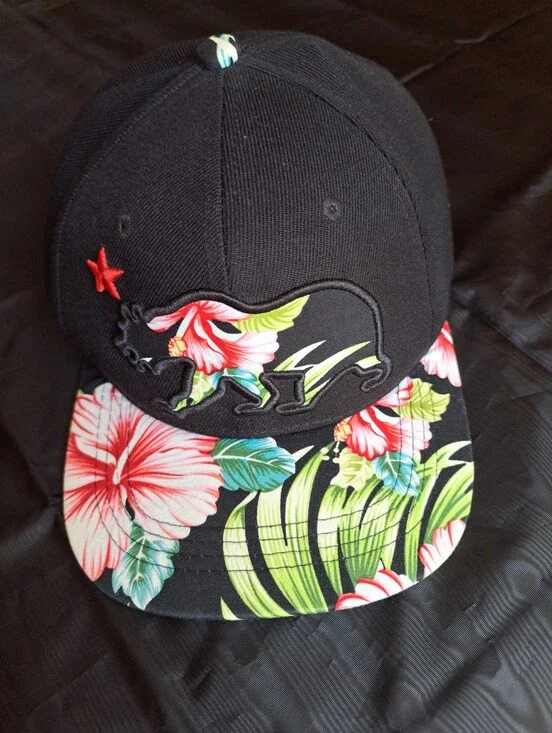 Black Floral-Print Baseball Cap