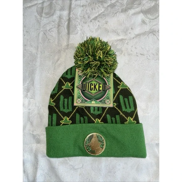 Universal Studios WICKED Elphaba Green Pom Pom Beanie NWT