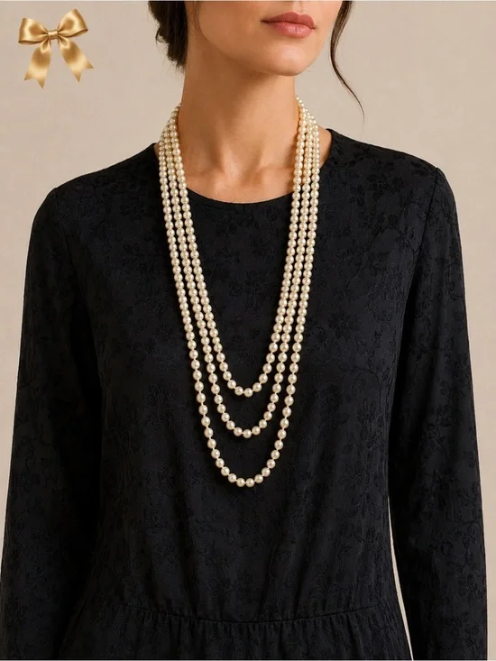 Vintage Extra Long Faux Pearl Necklace 105 Inch Multi-Wrap Statement Strand