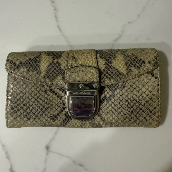 Michael Kors Beige Snake Print Wallet