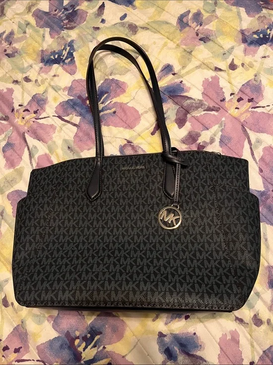 Michael Kors Navy Logo MK Charm Tote