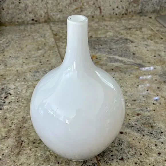 IKEA White Salong Vase Hand Blown Glass Swedish Modern