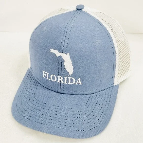 The State‎ Company Florida Script Trucker Hat Cap Adjustable Snapback Light Blue